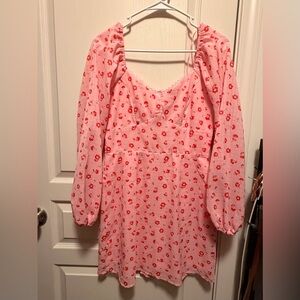 Francesca's Collections Pink and Red Floral Dress